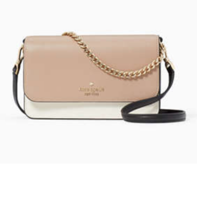 small shoulder bag with neutral for flap, chain and leather strap